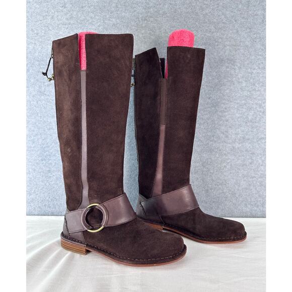 Olukai Women's sz 6 Holo Lio Chocolate Brown Suede Full Zip Riding Boot Harness - Picture 1 of 10
